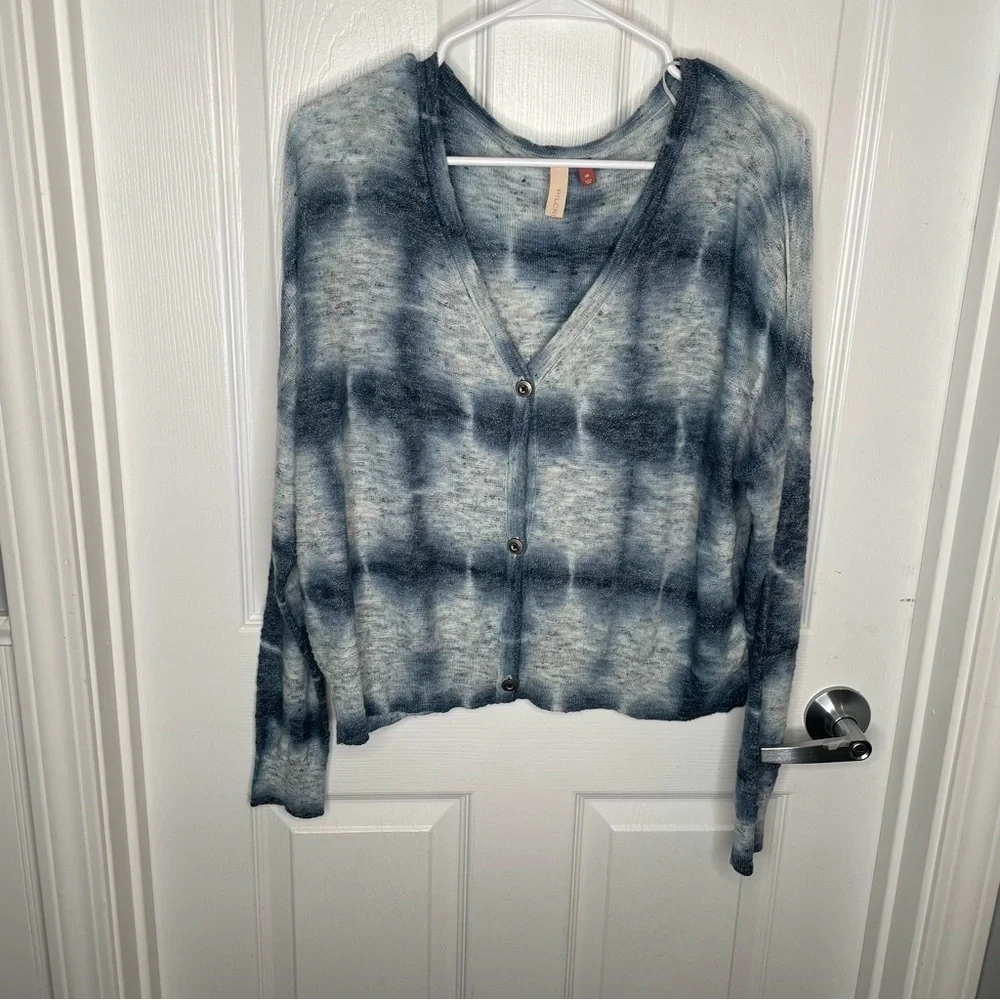 Pilcro from Anthropologie Tie-Dye Cardigan Linen Blend Oversized XS